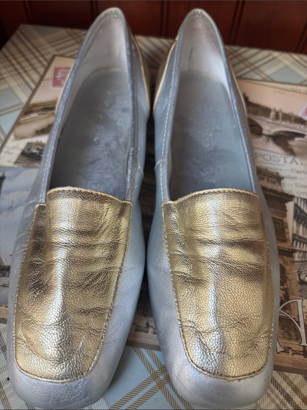 Enzo Angiolini, "Liberty" Yellow Color block Loafers/ Flats, Brazil, 7.5M